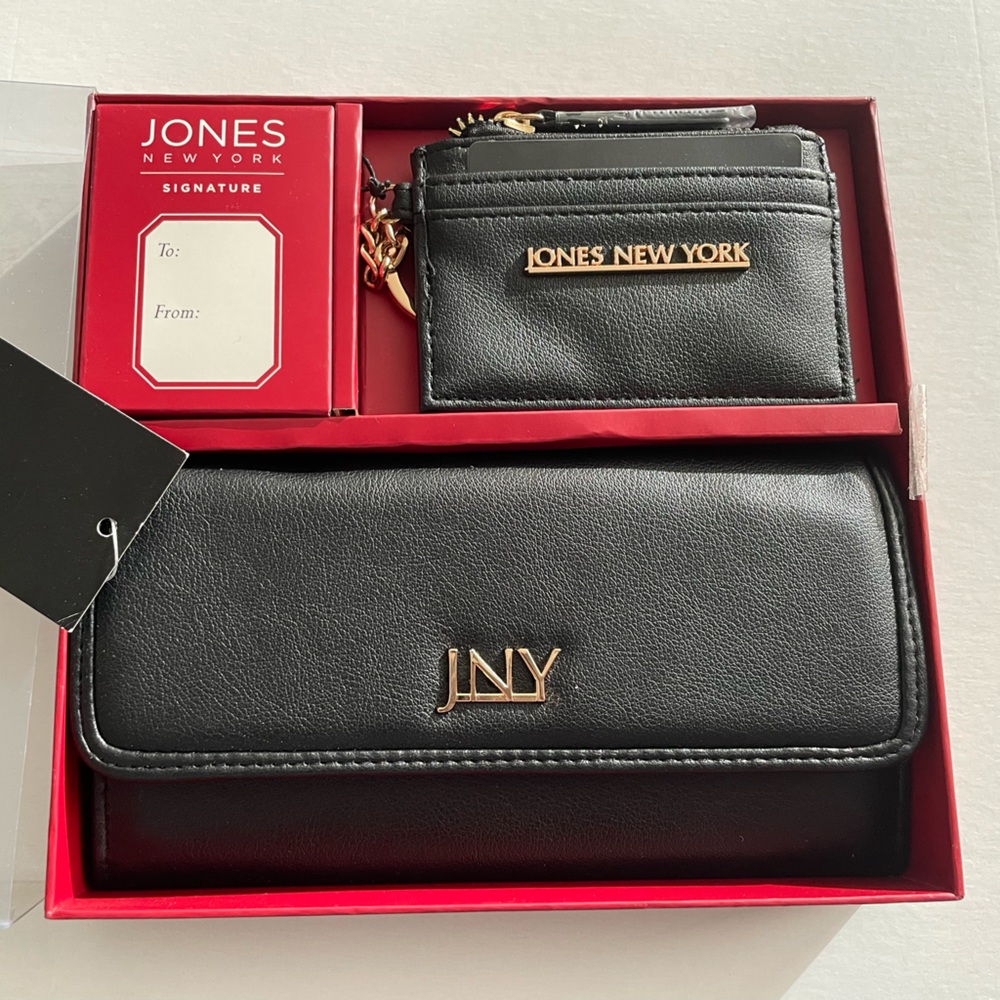 Jones New York Black Cardholder with Gold Accents NWT